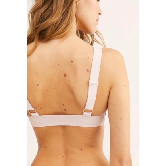 Free People Pale Pink Triangle Cup Supportive Neoprene Adjustable Straps Comfy B - Picture 2 of 5